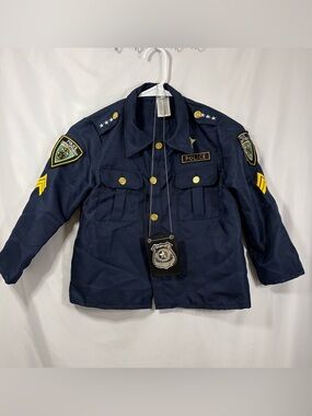 Kids Navy Police Costume Jacket with Badge Size Medium